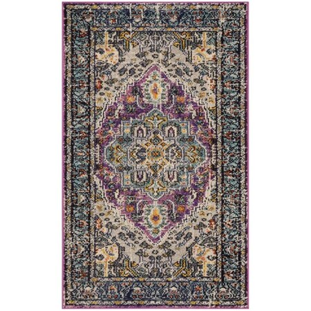 Safavieh 4 x 5 ft. - 7 in. Monaco Power Loomed Rug Small Rectangle - Violet & Light Blue MNC251L-4